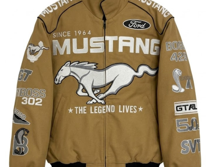 Reworked Tan Ford Mustang NASCAR Racing Jacket