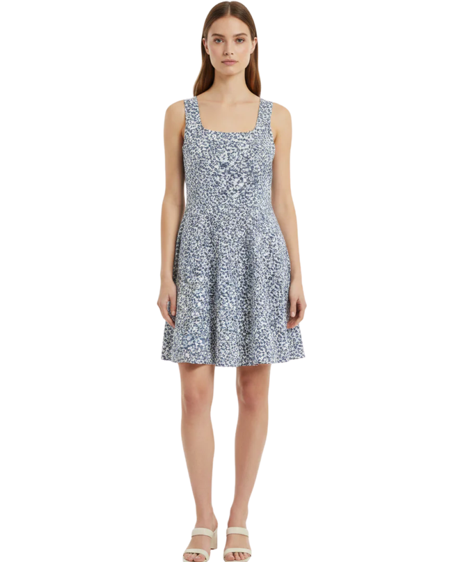 DON'T CALL ME Jennyfer Blue and White Floral Skater Dress