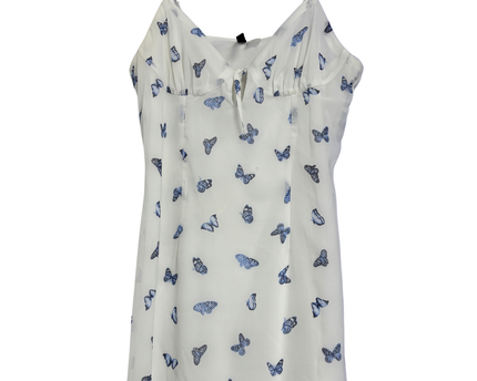 H&M DIVIDED White/Butterfly print Sleeveless Mini Dress