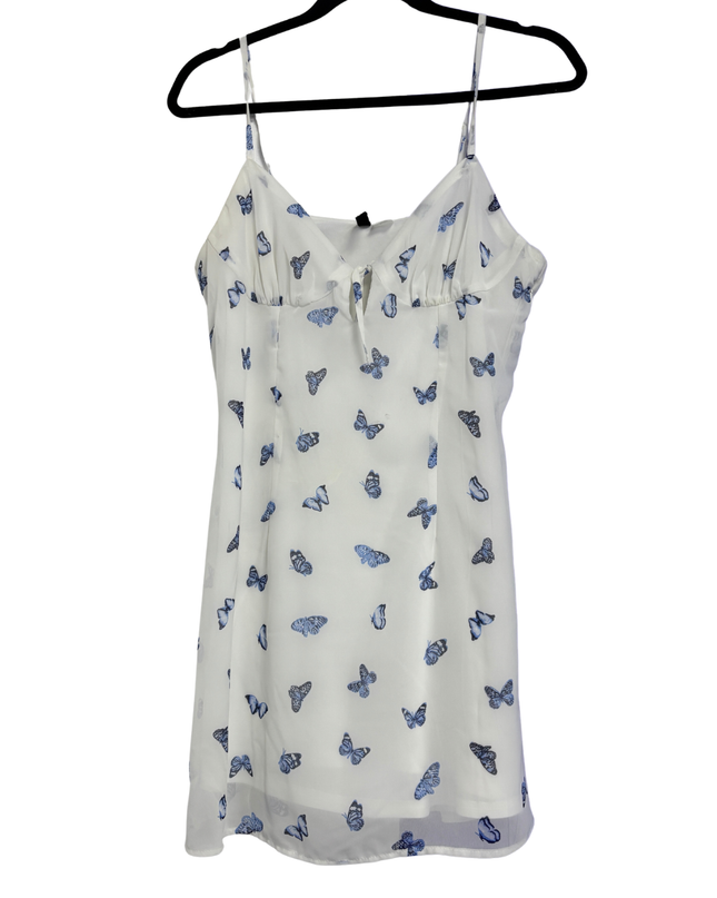 H&M DIVIDED White/Butterfly print Sleeveless Mini Dress