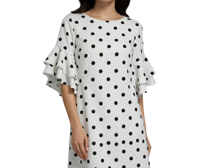 Lauren Ralph Lauren White Polka Dot Ruffle Sleeve Dress