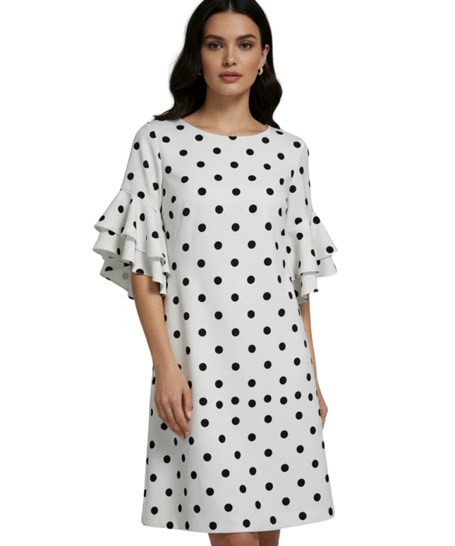Lauren Ralph Lauren White Polka Dot Ruffle Sleeve Dress