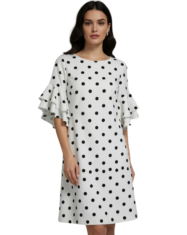 Lauren Ralph Lauren White Polka Dot Ruffle Sleeve Dress