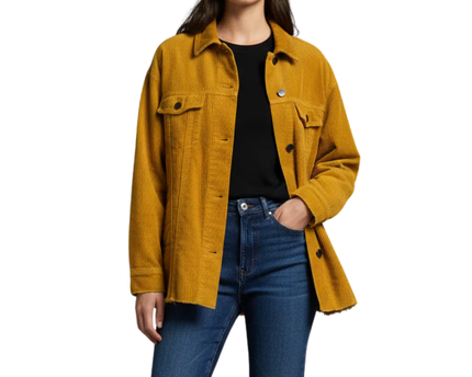 Zara Mustard Yellow Oversized Corduroy Jacket