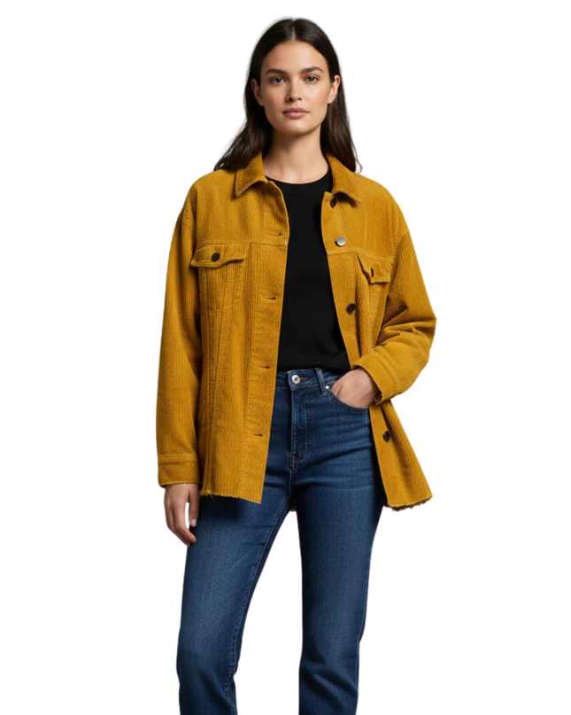 Zara Mustard Yellow Oversized Corduroy Jacket