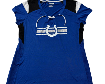 NFL Team Apparel Blue Indianapolis Colts Women's Lace-Up Sports T-Shirt