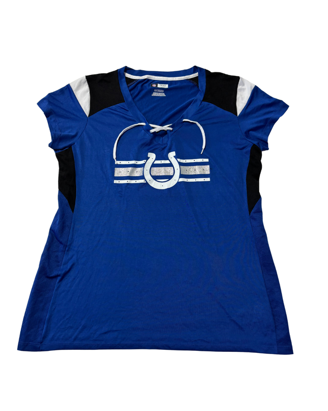 NFL Team Apparel Blue Indianapolis Colts Women's Lace-Up Sports T-Shirt