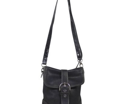 Coach Black Leather Buckle Crossbody Bag
