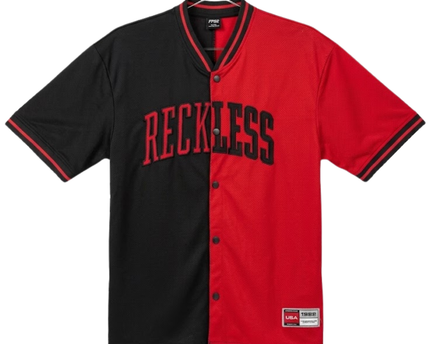 FSBN Red and Black Reckless Graphic Button-Up Baseball Jersey