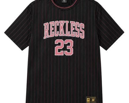 FSBN Black Pinstripe 'Reckless 23' Basketball Style Jersey