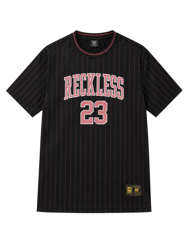 FSBN Black Pinstripe 'Reckless 23' Basketball Style Jersey