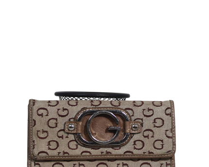 Guess Brown Monogram Logo Wallet Clutch