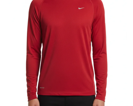 Nike Red Running V-Neck Long Sleeve Sports T-Shirt
