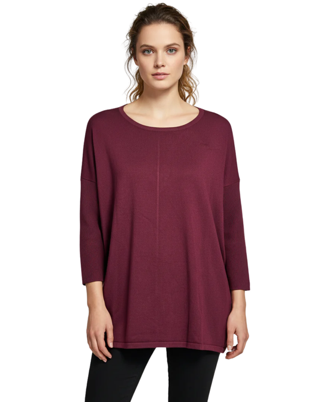 ONIX Maroon Oversized Cotton Knit Sweater