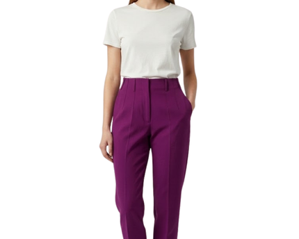 ZARA Purple High-Waisted Straight Leg Trousers