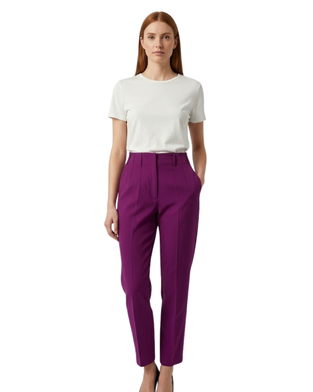 ZARA Purple High-Waisted Straight Leg Trousers