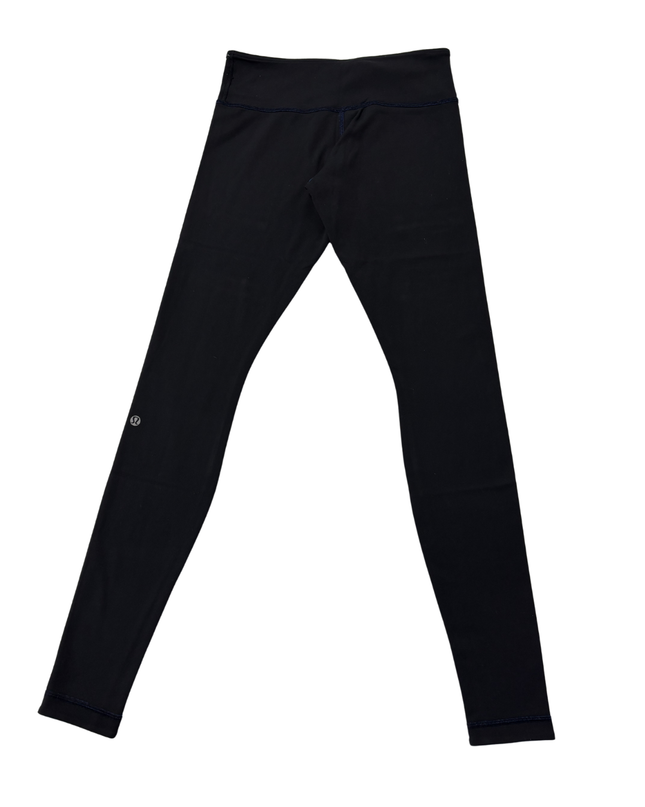 Lululemon Black Low Rise Leggings with Blue Accents