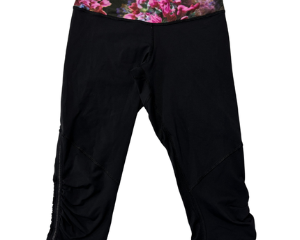 Lululemon Black Floral Waistband Capri Leggings