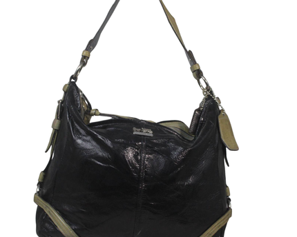 Coach Black Crinkled Leather Hobo Bag