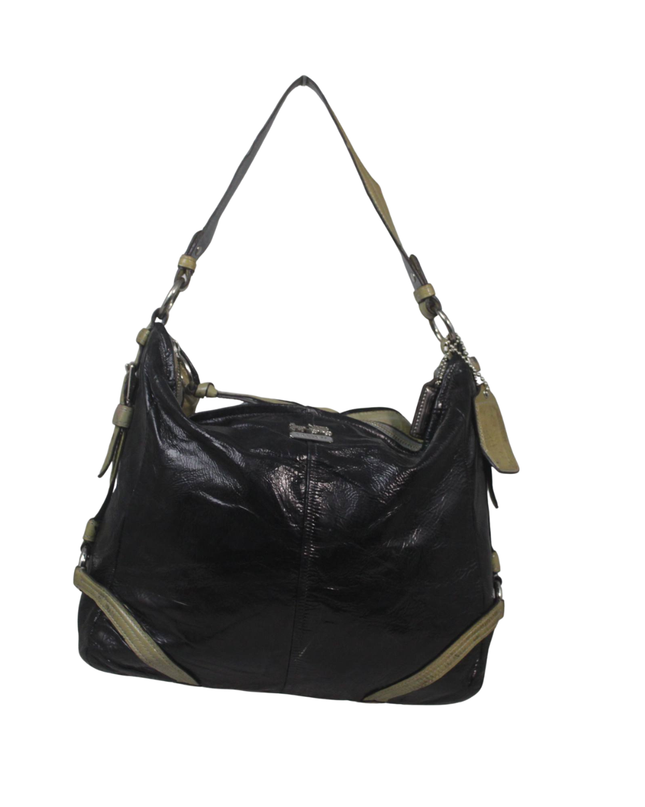 Coach Black Crinkled Leather Hobo Bag