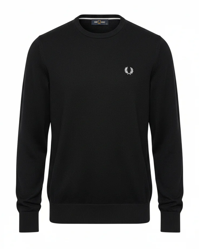 Fred Perry Black Crew Neck Knit Sweater