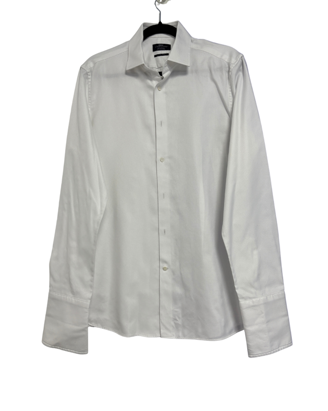 Next Signature Men's White Slim Fit Textured Cotton Dress Shirt