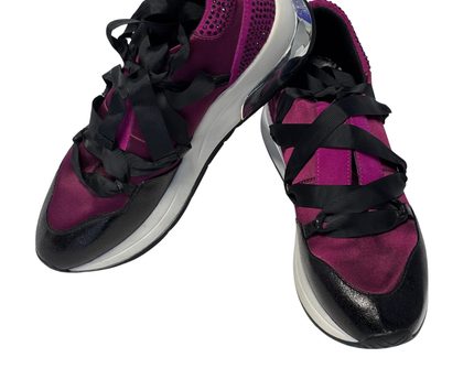 Liu Jo Purple Satin Ribbon and Crystal Embellished Sneakers