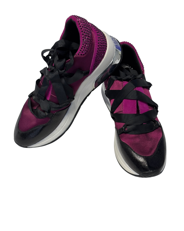 Liu Jo Purple Satin Ribbon and Crystal Embellished Sneakers
