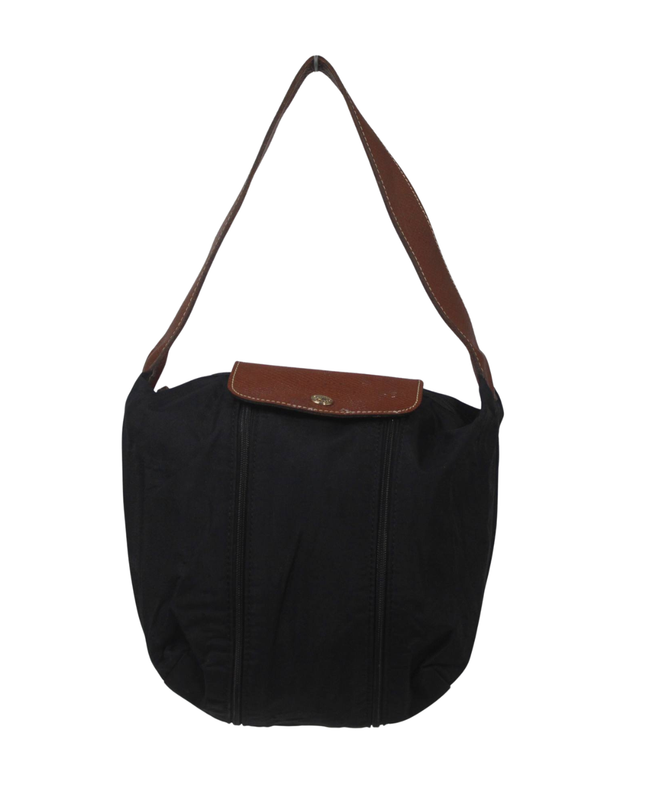 Longchamp Black Nylon and Leather Shoulder Bag