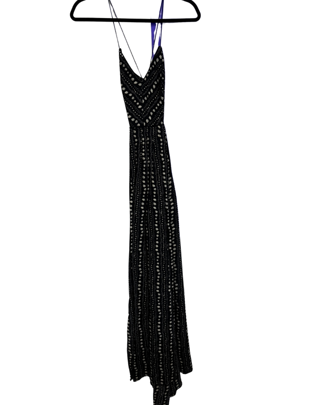 Ecote Black Patterned Halter Maxi Dress