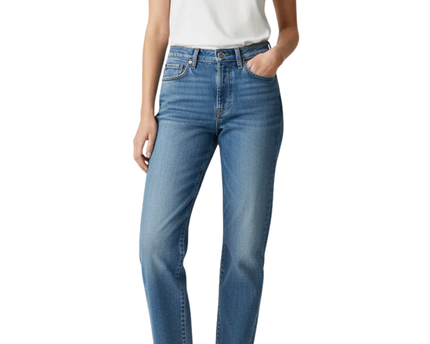 Levi's Blue Wedgie Straight Raw Hem Jeans