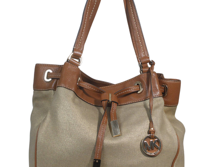 Michael Kors Beige Metallic Woven Drawstring Shoulder Bag