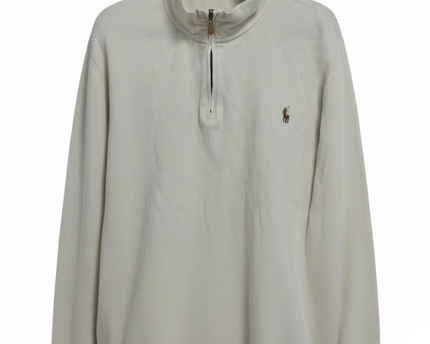 Polo Ralph Lauren Off-white Half-Zip Ribbed Pullover Sweater