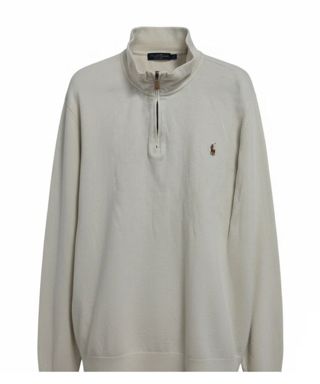 Polo Ralph Lauren Off-white Half-Zip Ribbed Pullover Sweater