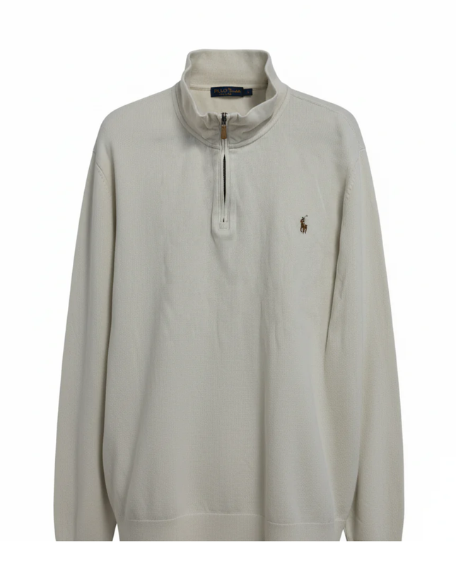 Polo Ralph Lauren Off-white Half-Zip Ribbed Pullover Sweater