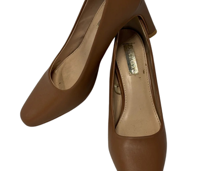 SHOEMART Brown Classic Pointed Toe Block Heels