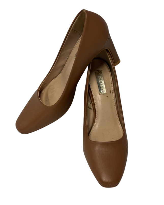 SHOEMART Brown Classic Pointed Toe Block Heels