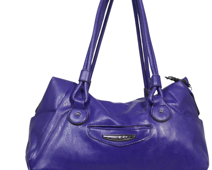 Kathy Van Zeeland Purple Pebbled Faux Leather Shoulder Bag