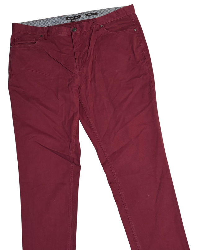 Michael Kors Burgundy Parker Slim Fit Pants