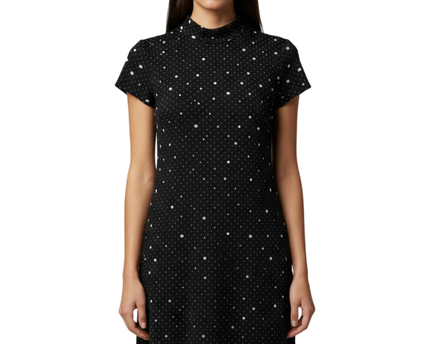 Forever 21 Black Polka Dot Mock Neck Mini Dress