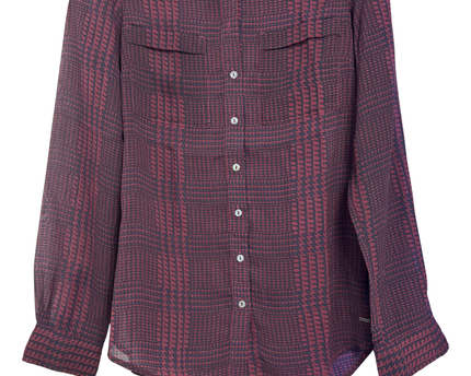 Tommy Hilfiger Maroon Patterned Long Sleeve Button-Down Shirt