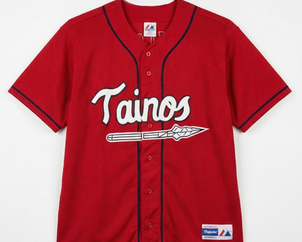 Majestic Red Tainos Graphic Mesh Baseball Jersey