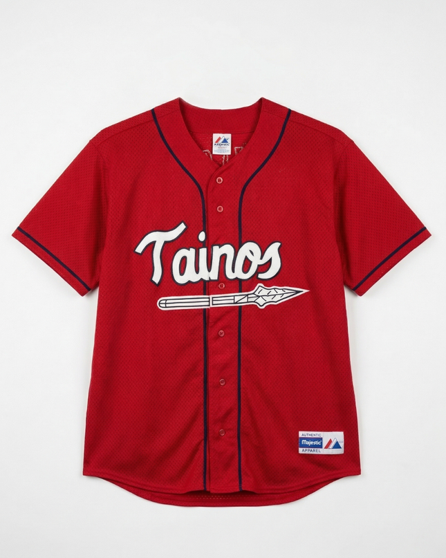Majestic Red Tainos Graphic Mesh Baseball Jersey