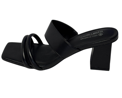 Call It Spring Black Block Heel Strappy Sandals