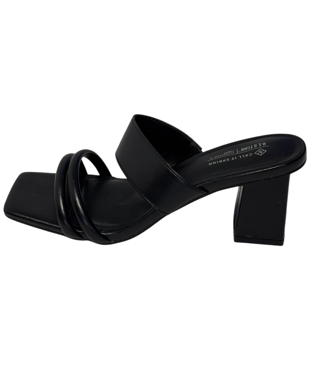 Call It Spring Black Block Heel Strappy Sandals
