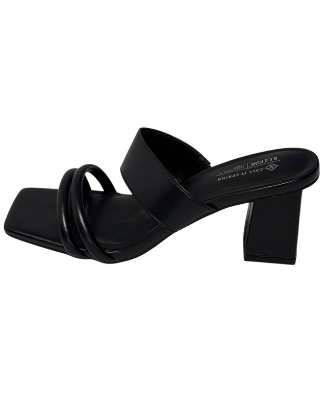 Call It Spring Black Block Heel Strappy Sandals