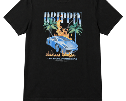 BLACK SQUAD Black Graphic T-Shirt - Drippin Sports Car Print