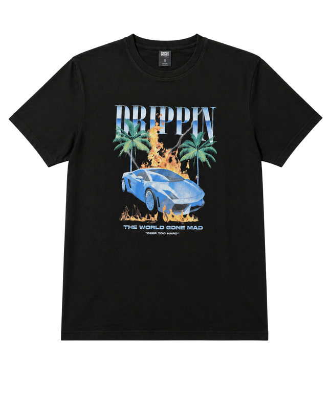 BLACK SQUAD Black Graphic T-Shirt - Drippin Sports Car Print