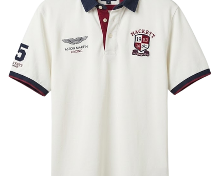 Hackett White Aston Martin Racing Rugby Polo Shirt