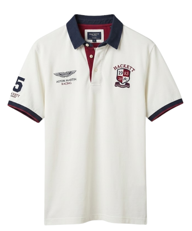 Hackett White Aston Martin Racing Rugby Polo Shirt